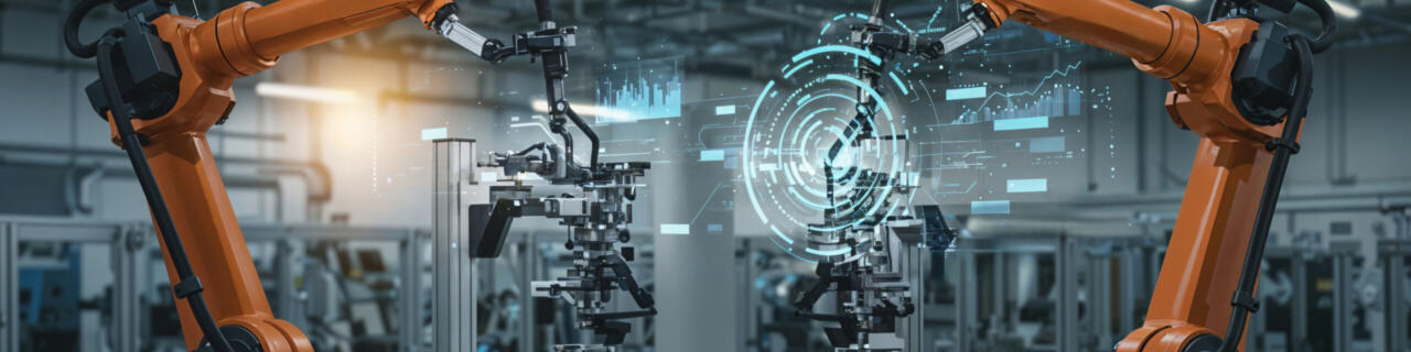 Robotic arms modern factory setting